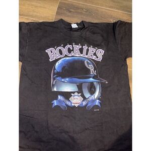 Vintage 90s MLB Colorado Rockies Baseball T-shirt Salem Large Helmet Graphic 93